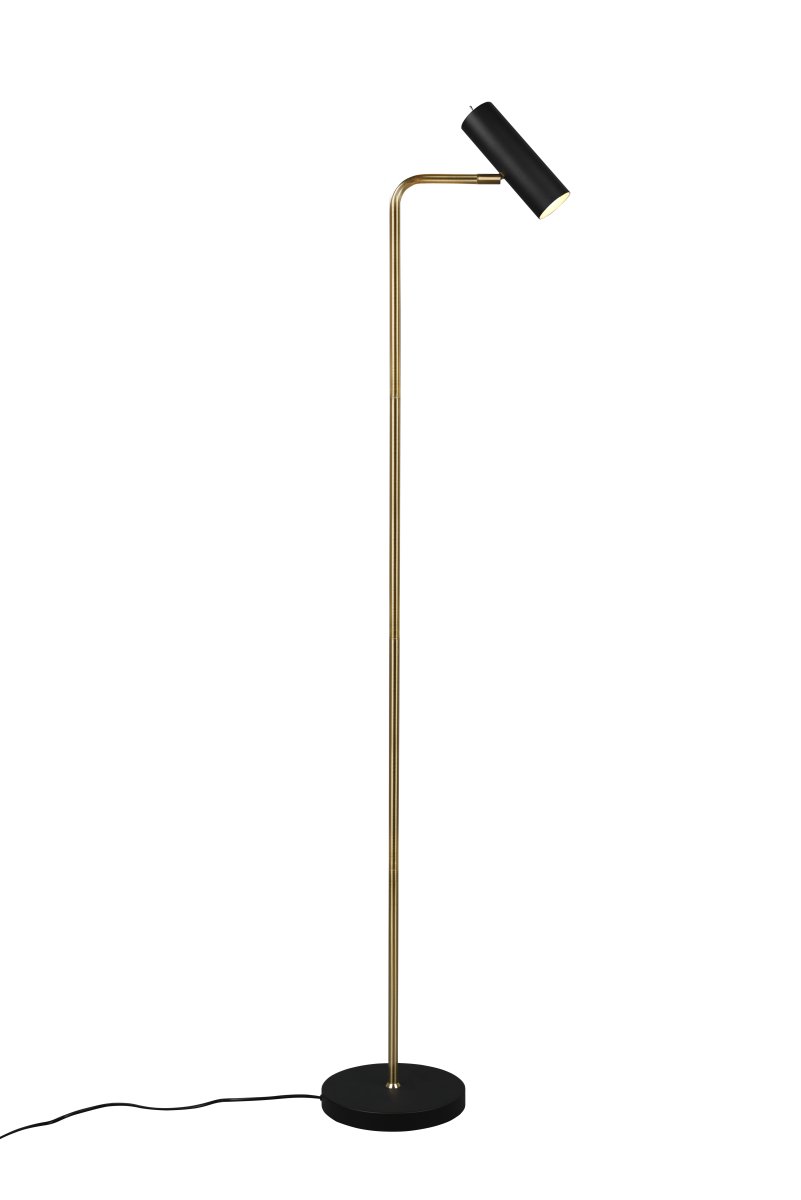 Marley Laiton mat lampadaire De Trio Lighting - La tête mobile peut être facilement ajustée vers le haut ou vers le bas, ce qui rend la lampe parfaite comme lampe de lecture sur le canapé ou comme éclairage discret dans le couloir.