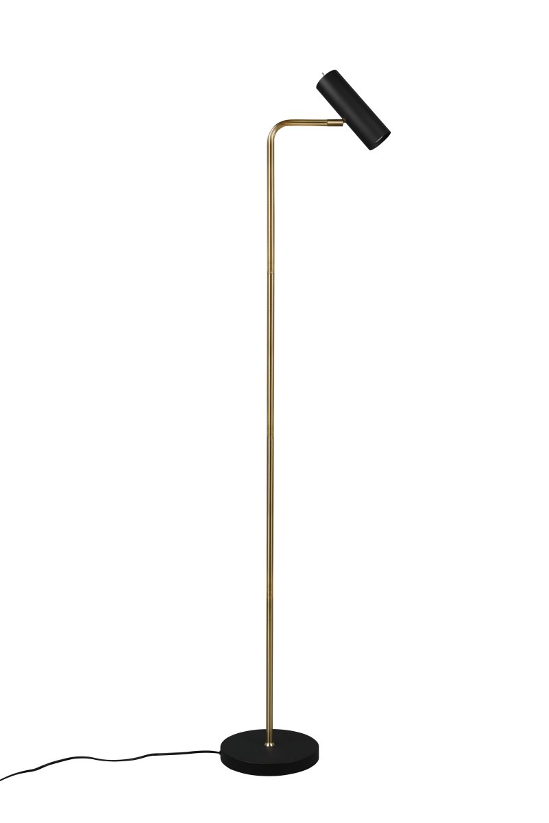 Marley Laiton mat lampadaire De Trio Lighting - La tête mobile peut être facilement ajustée vers le haut ou vers le bas, ce qui rend la lampe parfaite comme lampe de lecture sur le canapé ou comme éclairage discret dans le couloir.