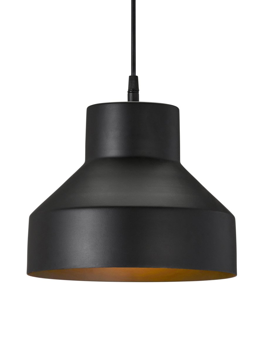 Solo Ø26 Noir suspension De PR Home - Câble en plastique noir de 1,6 m de long avec rosace de plafond pour suspension à crochet de la même couleur que l'abat-jour.