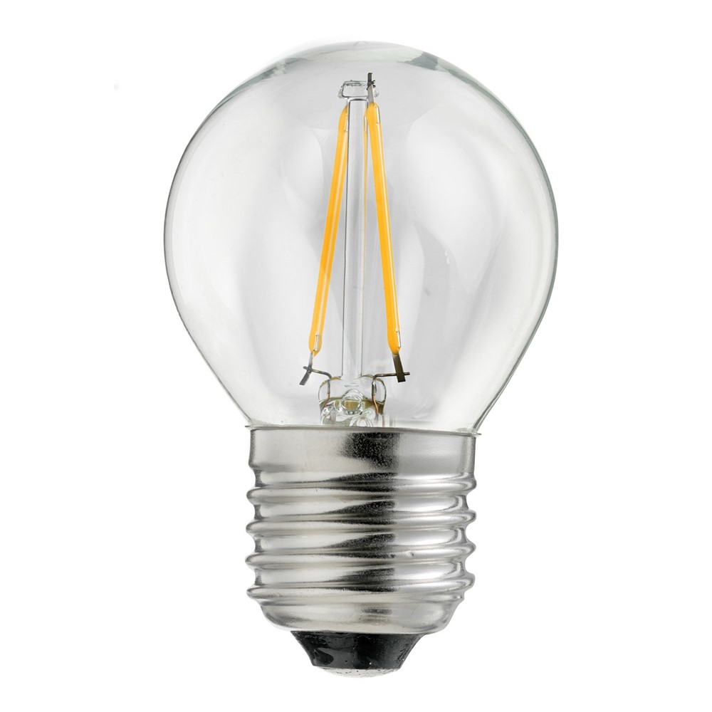 LED E27 boule 4W 2700K Transparent De Unison - Id&eacute;al pour les lumi&egrave;res d&eacute;coratives et les petites lampes o&ugrave; vous souhaitez un &eacute;clairage &eacute;conome en &eacute;nergie et atmosph&eacute;rique.