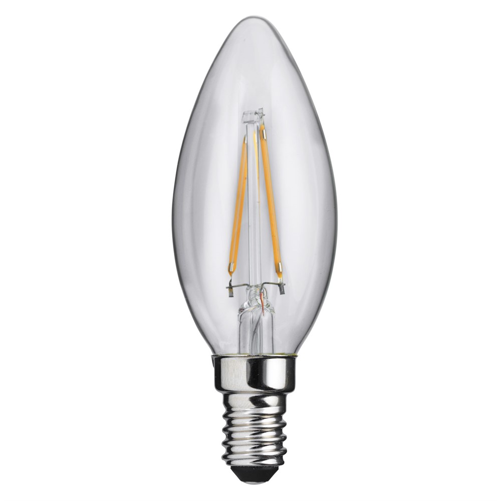 LED E14 Forme Bougie 2W 2700K Transparent De Unison - Avec un effet de 2W et une lumi&egrave;re chaude et douce de 2700K, il cr&eacute;e une atmosph&egrave;re chaleureuse dans des environnements modernes et classiques.