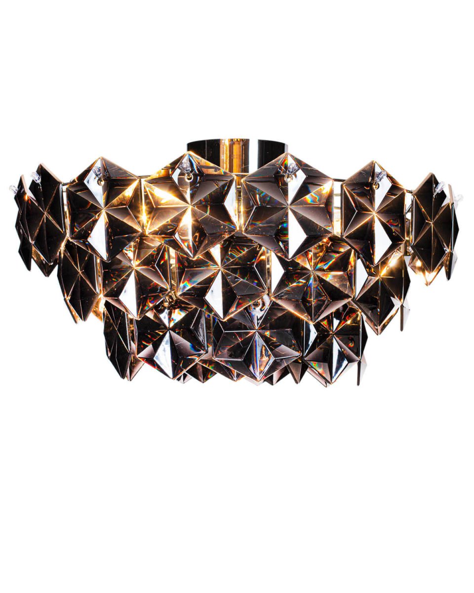 Monarque Ø50 Noir cristal De By Rydéns - Ce plafonnier est id&eacute;al pour ceux qui souhaitent un &eacute;clairage de plafond remarquable mais qui n'ont pas assez d'espace pour une suspension.