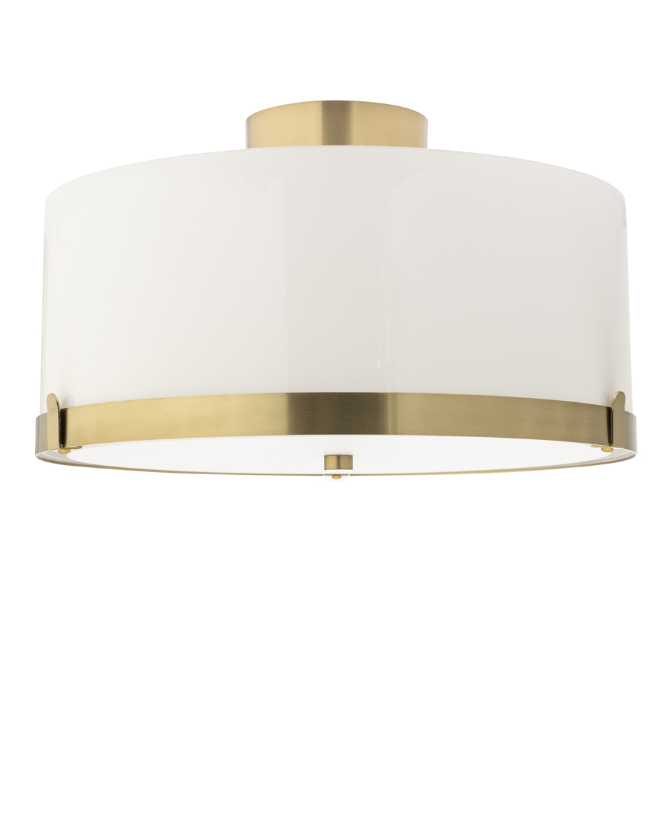 Marcel Ø40 Blanc/laiton plafonnier De By Rydéns - Il diffuse une lumi&egrave;re douce et homog&egrave;ne, cr&eacute;ant une ambiance agr&eacute;able dans la pi&egrave;ce.