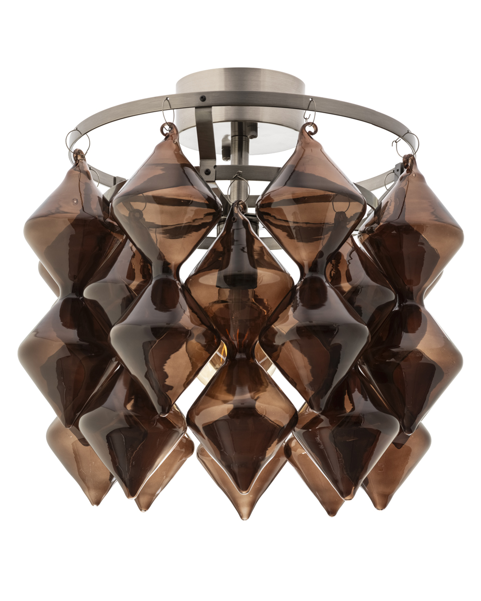 Gemma Ø45 Brun plafonnier De By Rydéns - Le design innovant du verre lui conf&egrave;re une allure &eacute;l&eacute;gante et moderne qui la distingue.