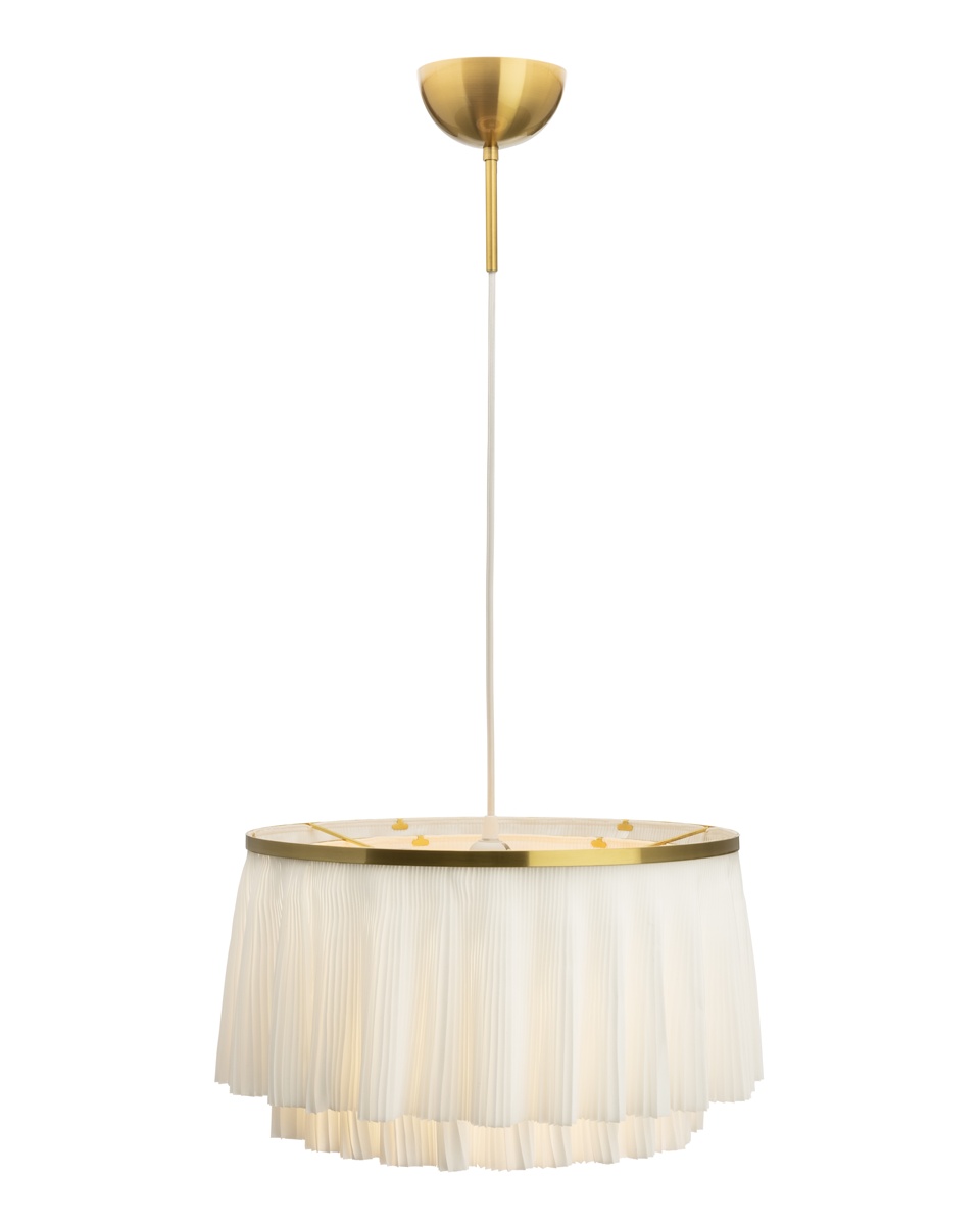 Ophelia Ø40 Blanc suspension De By Rydéns - Une fois allum&eacute;, il diffuse une lumi&egrave;re douce et tamis&eacute;e, cr&eacute;ant une ambiance chaleureuse et accueillante dans la pi&egrave;ce.