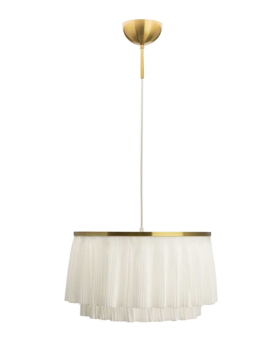Ophelia Ø40 Blanc suspension De By Rydéns - Une fois allum&eacute;, il diffuse une lumi&egrave;re douce et tamis&eacute;e, cr&eacute;ant une ambiance chaleureuse et accueillante dans la pi&egrave;ce.
