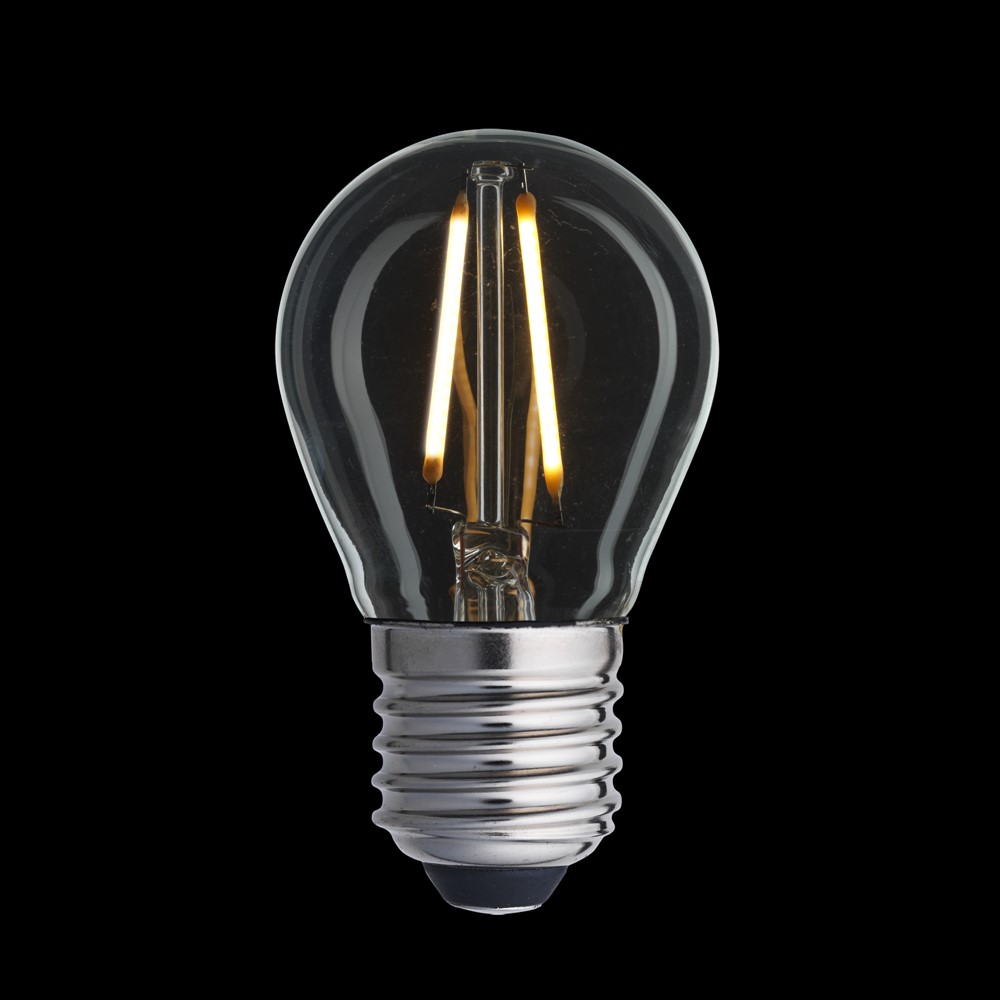 LED E27 boule 0,8W 2700K Transparent De Unison - Id&eacute;al pour les lumi&egrave;res d&eacute;coratives et les petites lampes o&ugrave; vous souhaitez un &eacute;clairage &eacute;conome en &eacute;nergie et atmosph&eacute;rique.