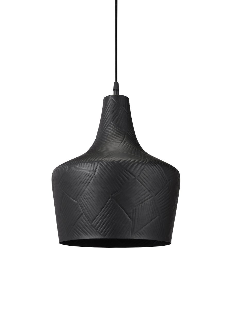 Ribble Ø25 Noir suspension De PR Home - C&acirc;ble en plastique noir de 1,5 m de long avec rosace de plafond pour suspension par crochet de la m&ecirc;me couleur que l'abat-jour.