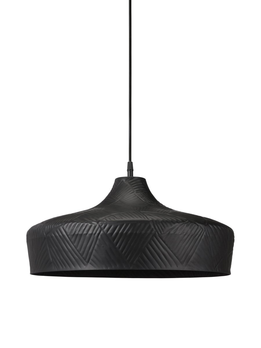 Ribble Ø45 Noir suspension De PR Home - Câble en plastique noir de 1,5 m de long avec rosace de plafond pour suspension par crochet de la même couleur que l'abat-jour.