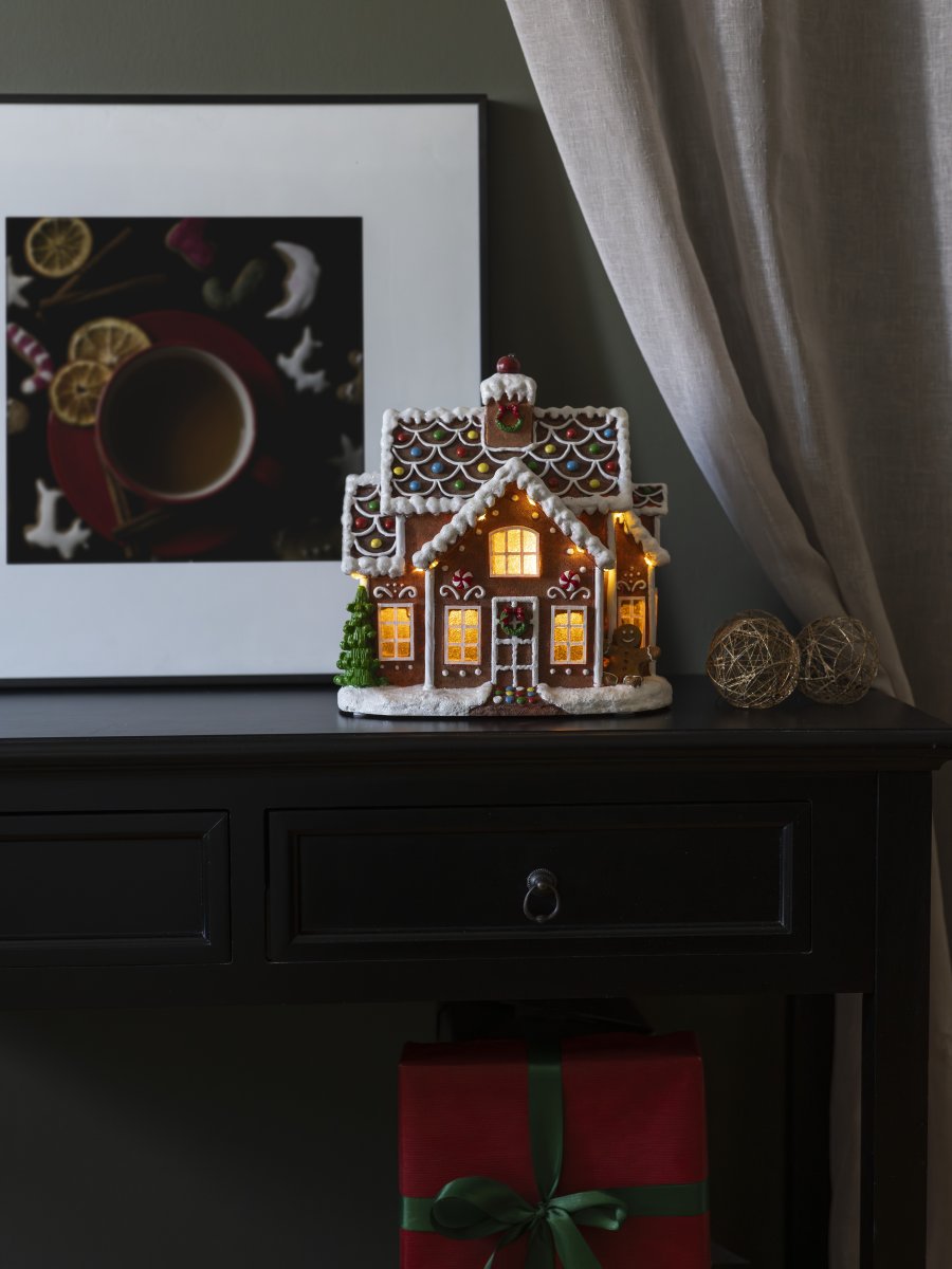 Maison En Pain D’épices 27cm Brun De Konstsmide - Jolie maison en pain d'&eacute;pices avec 11 lumi&egrave;res LED ambr&eacute;es qui brillent avec la magie de No&euml;l.