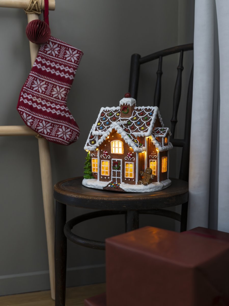 Maison En Pain D’épices 27cm Brun De Konstsmide - Jolie maison en pain d'&eacute;pices avec 11 lumi&egrave;res LED ambr&eacute;es qui brillent avec la magie de No&euml;l.