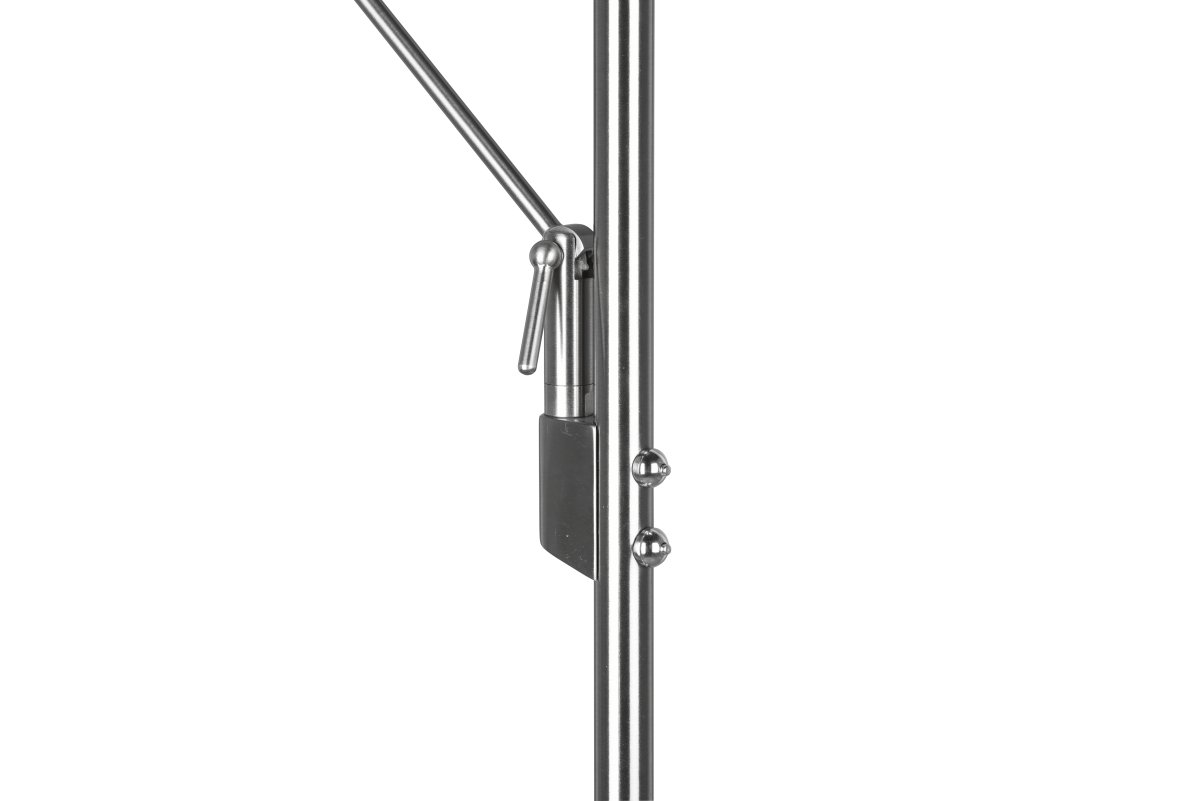 Brantford Acier brossé lampadaire De Trio Lighting - Le variateur de capteur intégré vous permet de régler facilement la luminosité et la couleur, tandis que la source lumineuse principale et le bras de lecture peuvent être utilisés séparément pour un éclairage flexible.