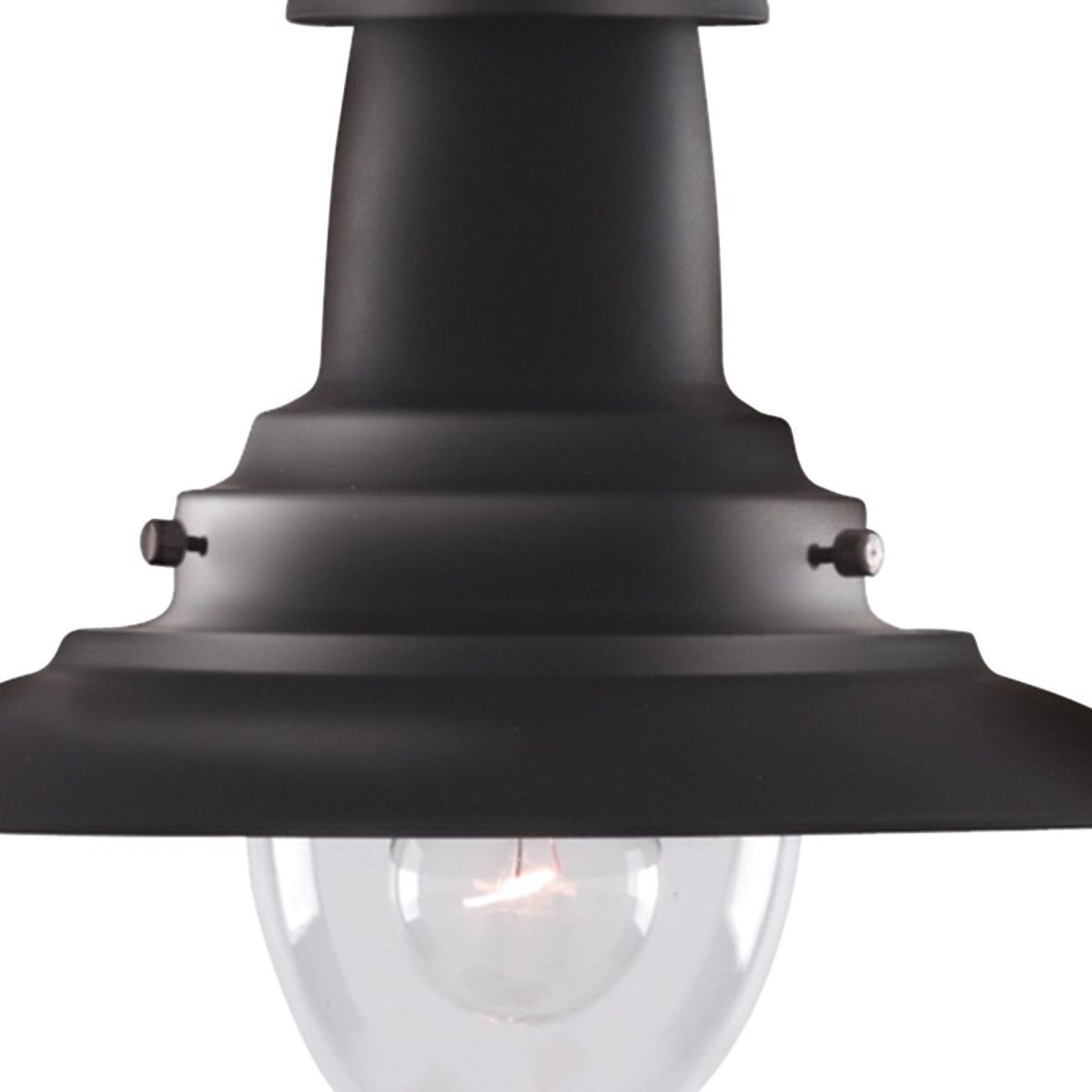 Fisherman Ø32 Noir suspension De Searchlight - Le plafonnier Fisherman noir avec un abat-jour en verre transparent est un luminaire robuste dans un style industriel classique.