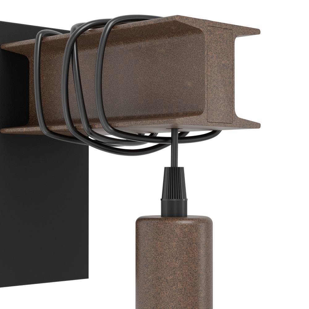 Townshend Brun applique murale De Eglo - Les d&eacute;tails robustes de couleur rouille et le c&acirc;ble visible conf&egrave;rent &agrave; la lampe une touche rustique, tandis que l'ampoule expos&eacute;e souligne le style industriel.