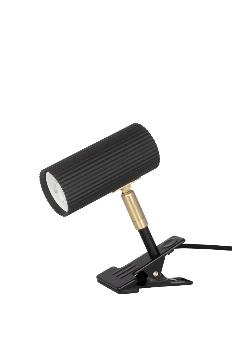 Hubble Noir lampe à pince De Globen Lighting - L'abat-jour est inclinable verticalement et latéralement, ce qui la rend idéale pour une utilisation sur une étagère ou une tête de lit.