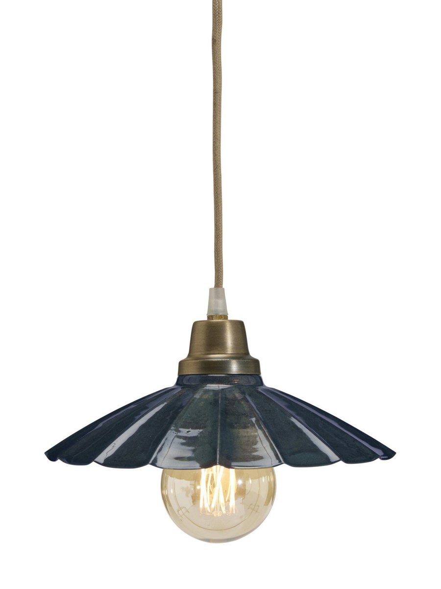 Ester Ø24 Bleu lampe de fenêtre De PR Home - La lampe est fournie avec un c&acirc;ble textile couleur lin de 3,5 m de long et une prise secteur.