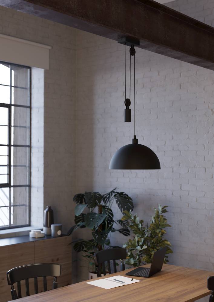 Winkworth Ø38 Noir suspension De Eglo - Sa forme minimaliste et sa fonction r&eacute;glable le rendent &agrave; la fois &eacute;l&eacute;gant et polyvalent, parfait pour le d&eacute;corateur d'int&eacute;rieur soucieux du design.