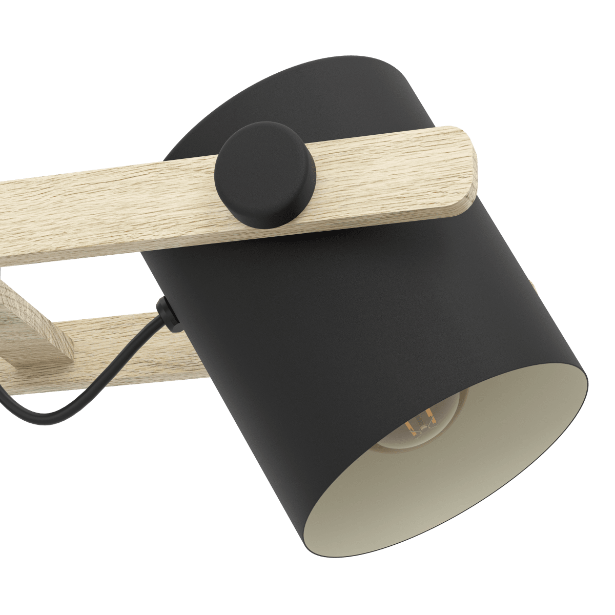 Hornwood 78cm Noir suspension De Eglo - Ses trois abat-jour noirs &agrave; int&eacute;rieur blanc, orientables, diffusent une lumi&egrave;re efficace et agr&eacute;able, adaptable &agrave; vos besoins.