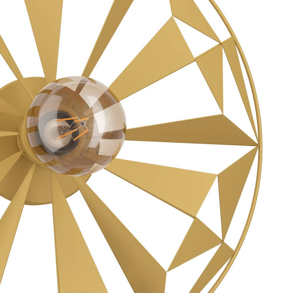 Castanuelo Ø42 Or plafonnier De Eglo - Cette applique murale et plafonnier en m&eacute;tal dor&eacute; pr&eacute;sente un design g&eacute;om&eacute;trique saisissant qui cr&eacute;e un jeu de lumi&egrave;re dynamique et ajoute une touche luxueuse &agrave; la pi&egrave;ce.