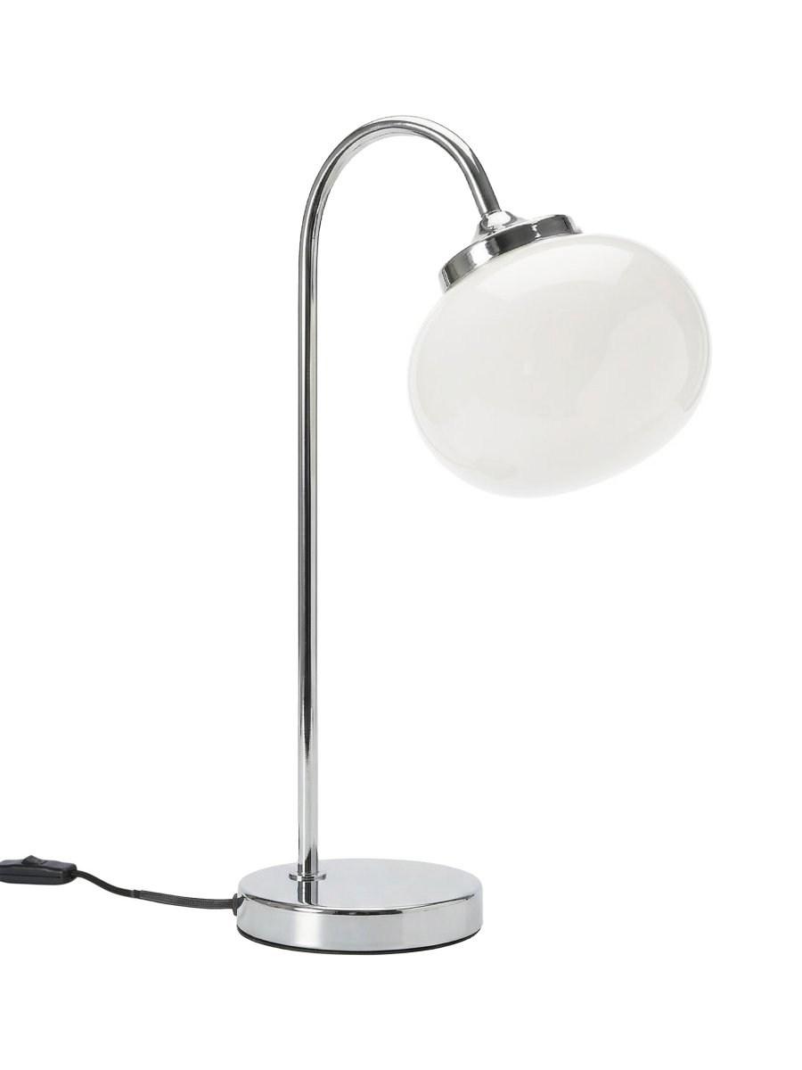 Elsy 50cm Blanc lampe de table De PR Home - Son pied incurv&eacute; lui assure une apparence douce et harmonieuse et lui permet de trouver sa place aussi bien sur une table d'appoint, une table de chevet ou un bureau.