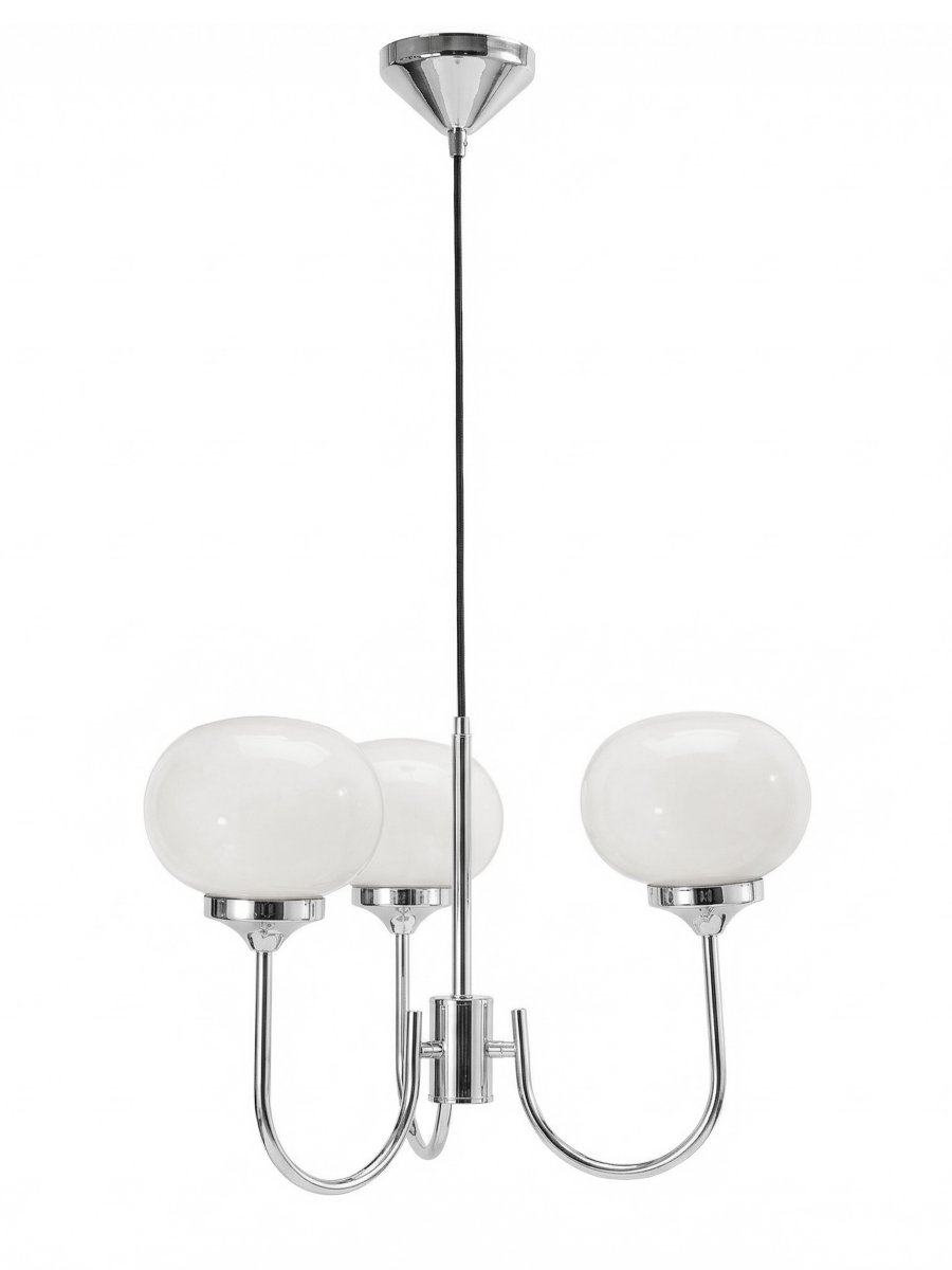 Elsy 3 Ø45 Chrome suspension De PR Home - &nbsp;Remarque&nbsp;: Les abat-jour en verre &eacute;tant fabriqu&eacute;s artisanalement, de l&eacute;g&egrave;res variations de couleur peuvent appara&icirc;tre.