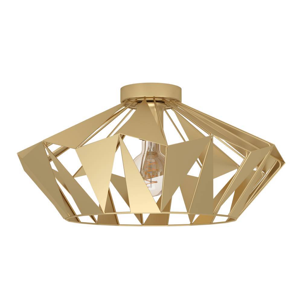 Carlton Ø47 Or plafonnier De Eglo - Avec son design géométrique et sa structure ouverte, la lampe diffuse la lumière de manière dynamique et élégante.