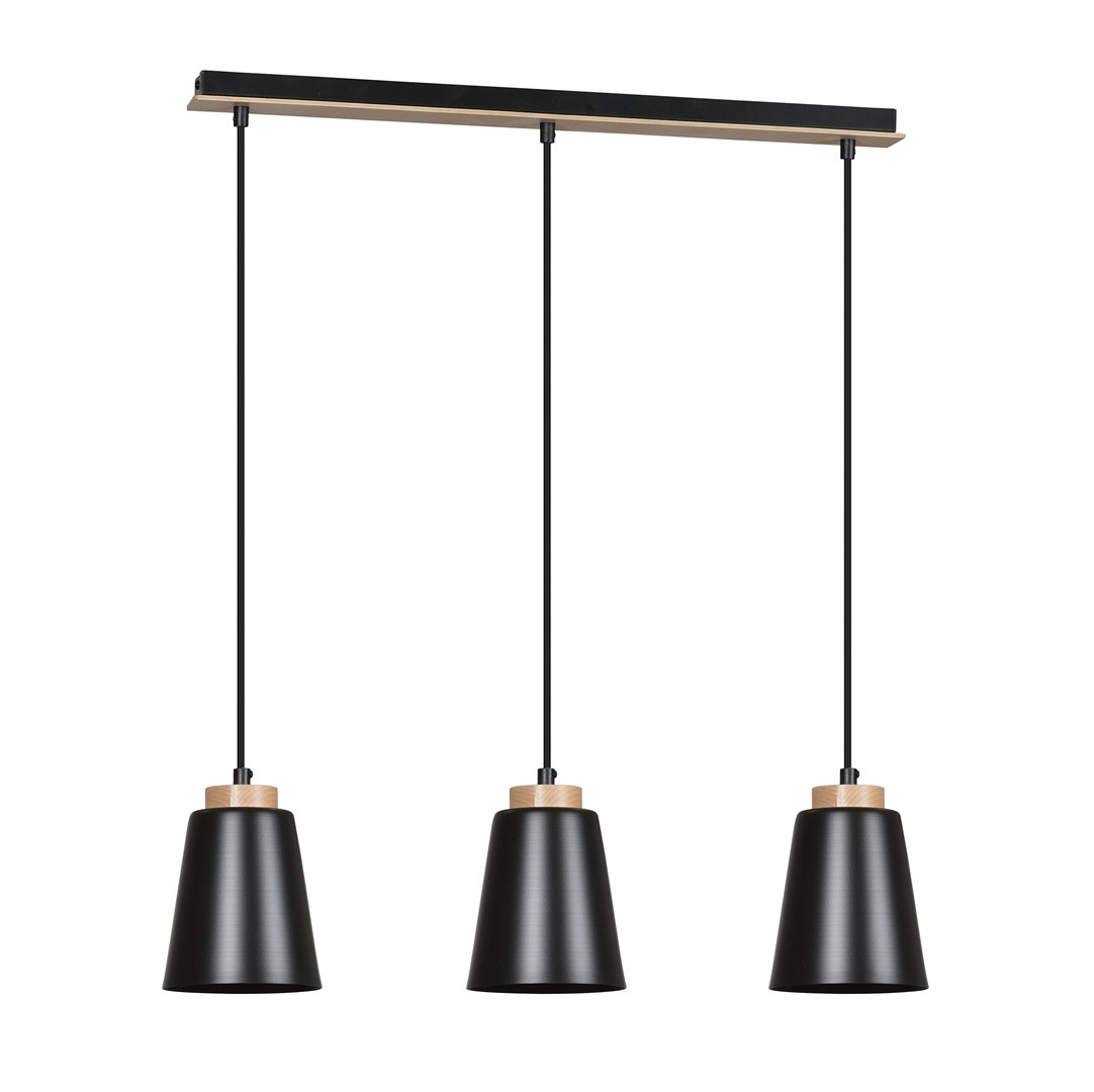 Bolero 66cm Noir suspension De Emibig Lighting - La combinaison classique du métal et du bois confère à la lampe un caractère unique et distinctif.