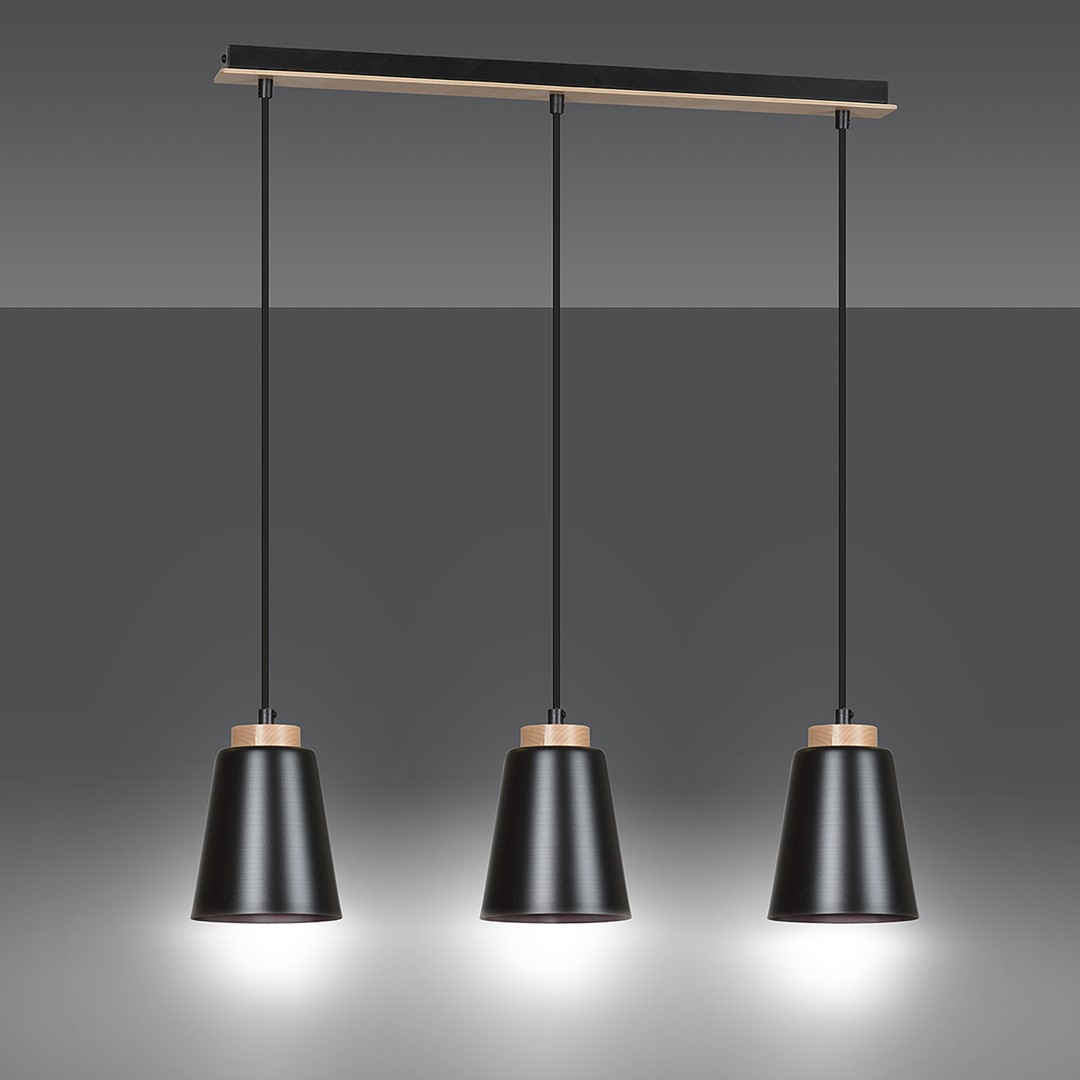 Bolero 66cm Noir suspension De Emibig Lighting - La combinaison classique du métal et du bois confère à la lampe un caractère unique et distinctif.
