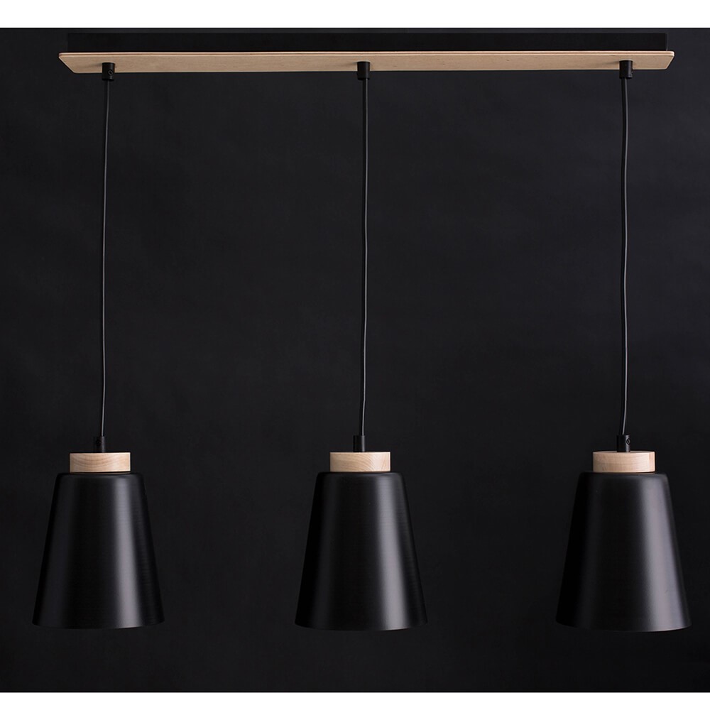 Bolero 66cm Noir suspension De Emibig Lighting - La combinaison classique du métal et du bois confère à la lampe un caractère unique et distinctif.