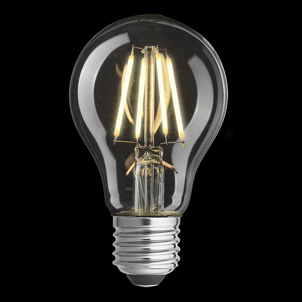 E27 normal 7,5W 2200K Dimmable Transparent De Unison - Le design classique de la source lumineuse est associ&eacute; &agrave; la technologie LED moderne et offre &agrave; la fois style et efficacit&eacute; &eacute;nerg&eacute;tique.