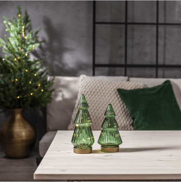 Verde 20cm Vert De Star Trading - &Eacute;l&eacute;gante d&eacute;coration de table en forme de sapin de No&euml;l, en verre vert fonc&eacute;.
