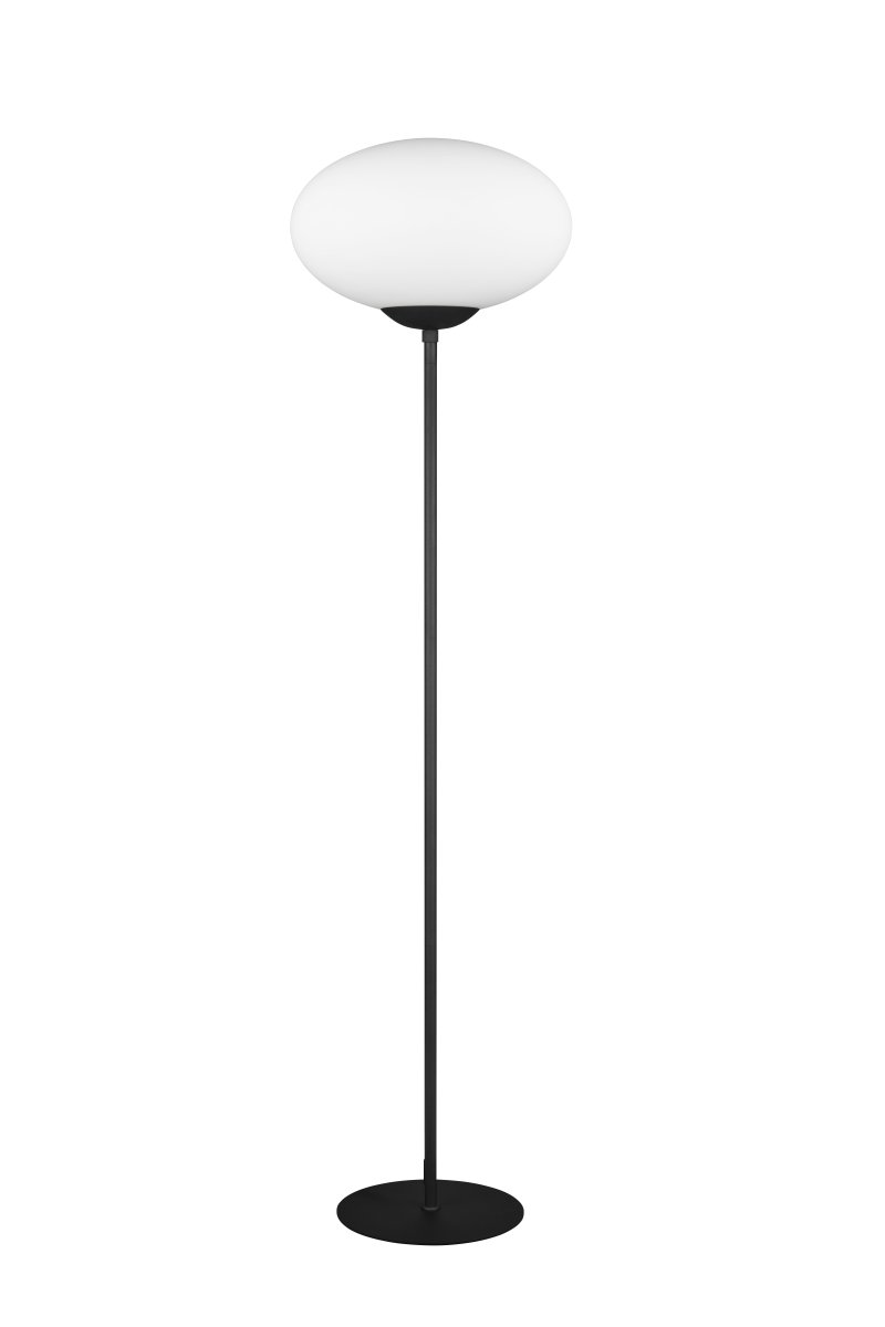 Fomento Noir lampadaire De Trio Lighting - La combinaison du verre noir mat et du verre blanc transmet une sensation de luxe et d'élégance.