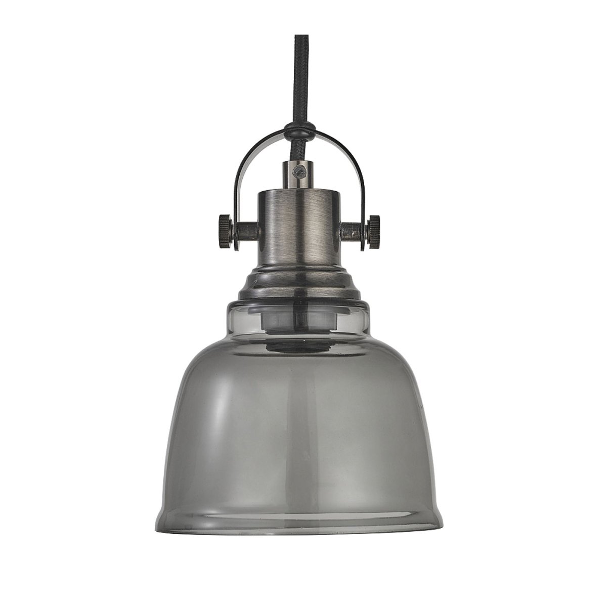 Loke Ø12 Nickel noir lampe de fenêtre De Oriva - Cette applique de style industriel combine du verre fumé avec des détails en nickel noir pour un look sophistiqué et moderne.