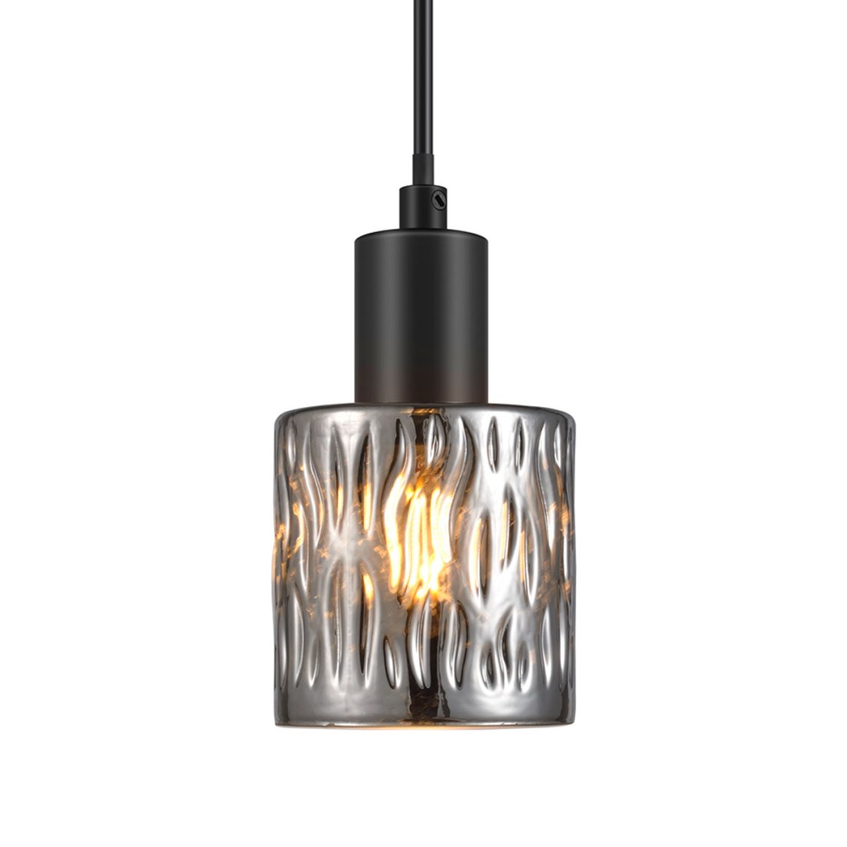 Julia Ø8 Fumée argentée lampe de fenêtre De Oriva - Cette lampe de fen&ecirc;tre combine un verre magnifiquement textur&eacute; avec des d&eacute;tails noirs modernes pour cr&eacute;er un look unique et sophistiqu&eacute;.