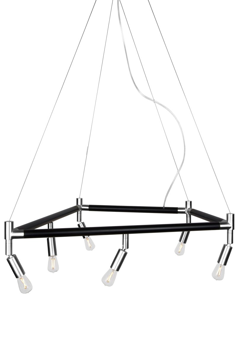 Mr Hyde 70cm Chrome suspension De Globen Lighting - Le plafonnier polyvalent est dot&eacute; de supports de lampe rotatifs, parfaits pour les projecteurs ou les sources de lumi&egrave;re d'ambiance.