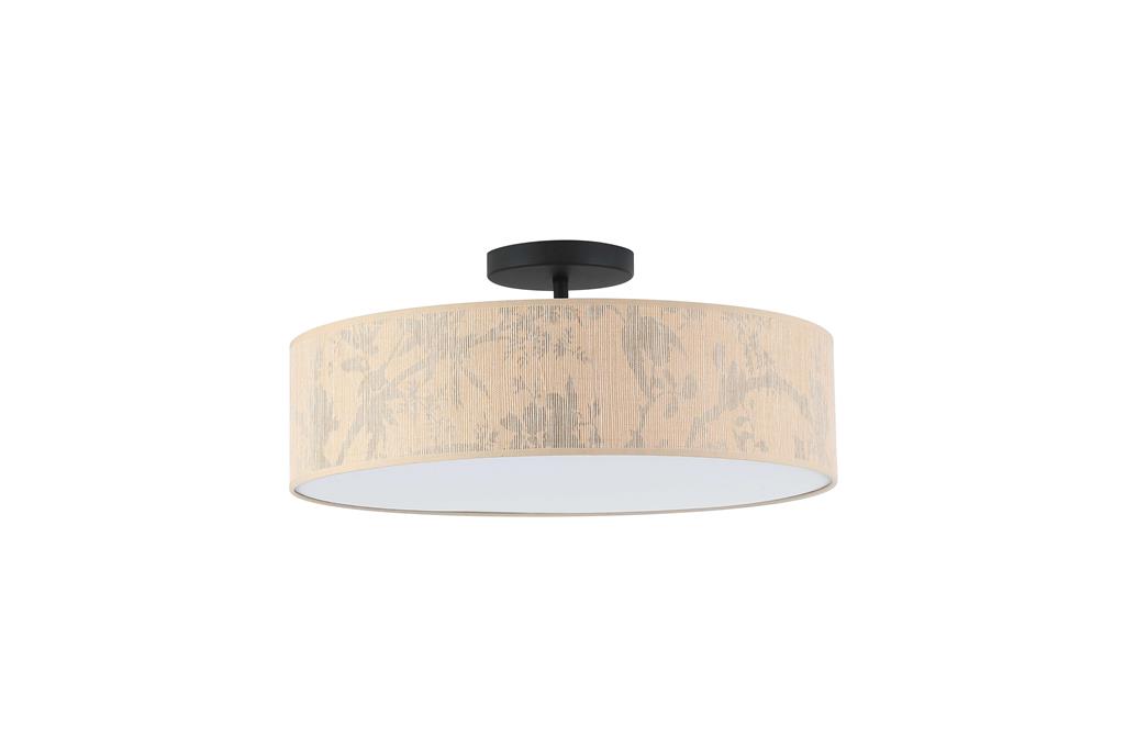 Isla Ø55 Marron clair plafonnier De Searchlight - Isla est un magnifique plafonnier doté d'un abat-jour en papier recyclé écologique et d'un délicat motif de feuilles aux tons naturels, idéal pour créer une atmosphère chaleureuse et apaisante.