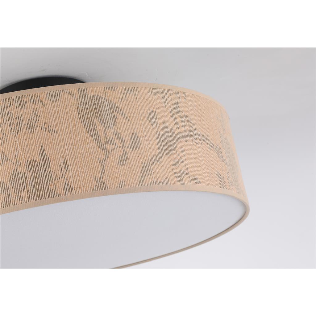 Isla Ø55 Marron clair plafonnier De Searchlight - Isla est un magnifique plafonnier doté d'un abat-jour en papier recyclé écologique et d'un délicat motif de feuilles aux tons naturels, idéal pour créer une atmosphère chaleureuse et apaisante.