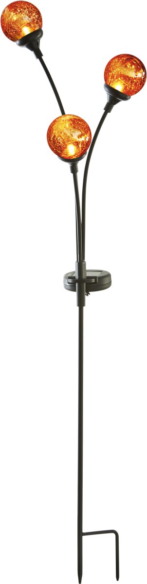 Trieste Ambre lampe solaire De Star Trading - Chaque sphère intègre une LED qui diffuse une lumière chaude et homogène dans tout le jardin.