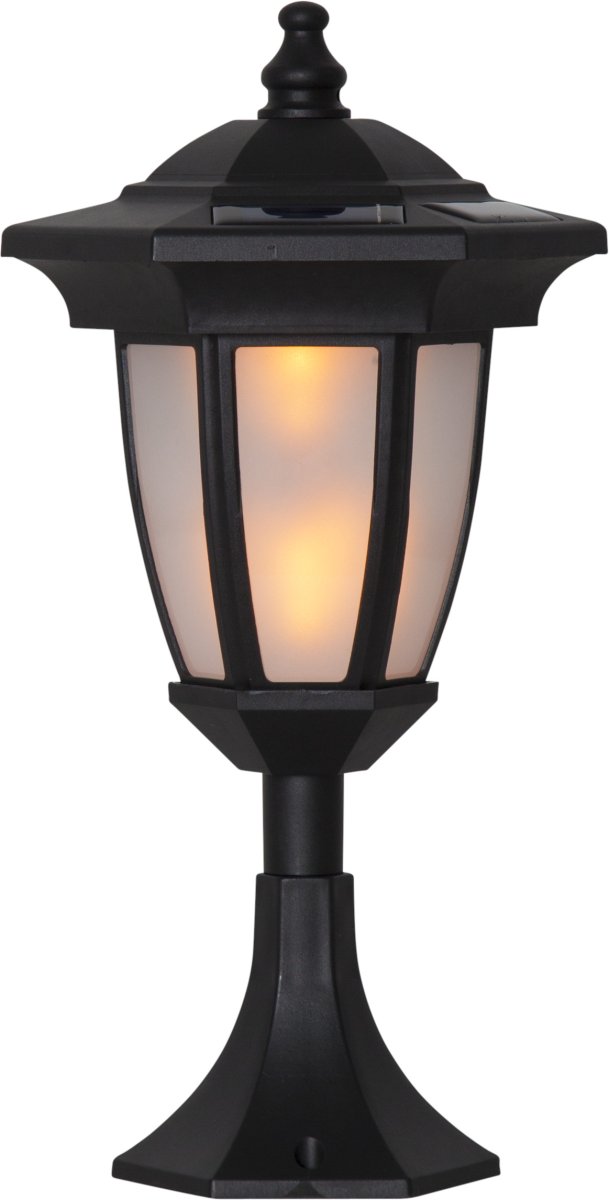 Flame Noir lampe solaire De Star Trading - 35 cm, comme décoration de sol ou éclairage de chemin avec 1 section centrale hauteur 49 cm avec 2 sections centrales hauteur 63 cm.