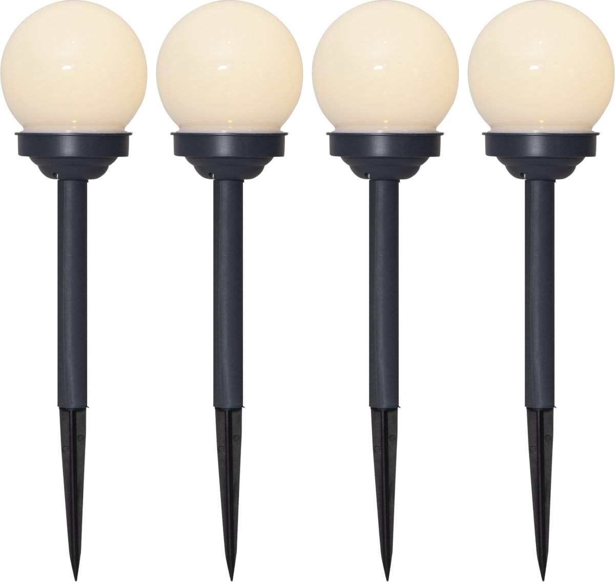Globus Pack De 4 Blanc lampe solaire De Star Trading - D'une hauteur de 27 cm, elles sont idéales pour éclairer les allées, les massifs de fleurs ou les terrasses.