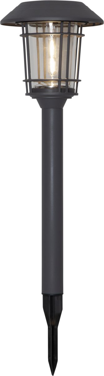 Filip Graphite lampe solaire De Star Trading - La lampe se recharge pendant la journ&eacute;e gr&acirc;ce &agrave; l'&eacute;nergie solaire et s'&eacute;teint automatiquement &agrave; la tomb&eacute;e de la nuit.