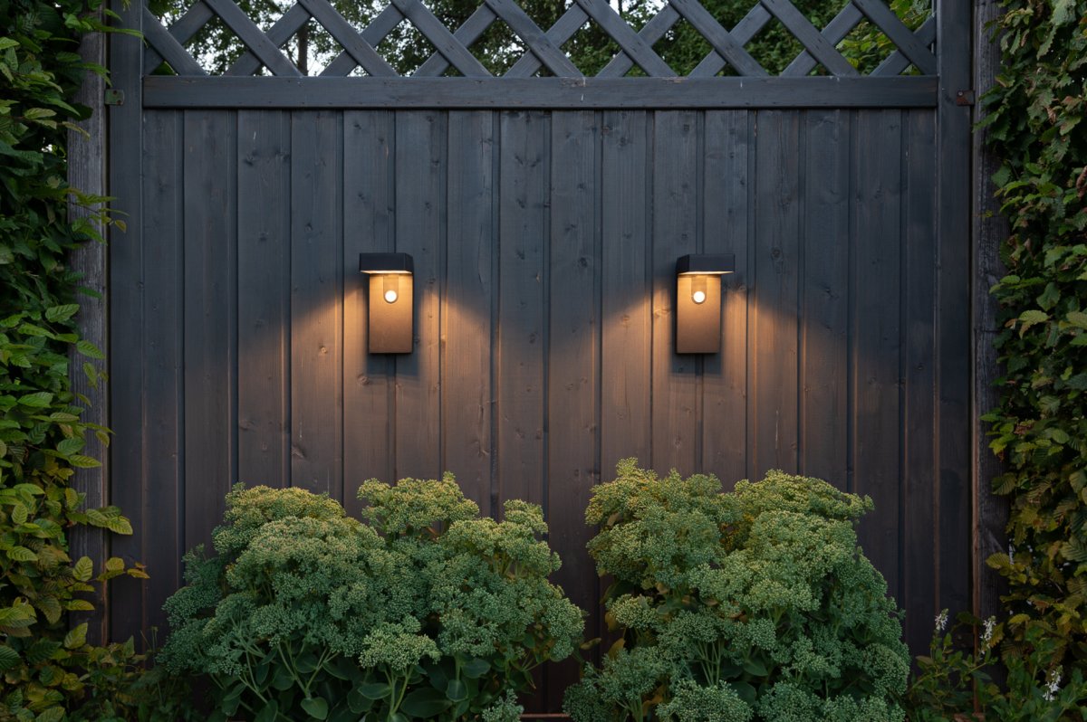 Vici Noir lampe solaire De Star Trading - Elle s'allume automatiquement grâce à un détecteur de mouvement et diffuse une lumière blanche pendant environ 25 secondes à 300 lumens, puis passe à un éclairage continu de 30 lumens avant de s'éteindre.