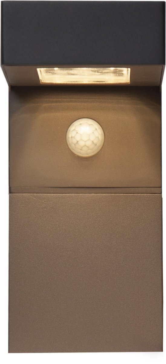 Vici Noir lampe solaire De Star Trading - Elle s'allume automatiquement grâce à un détecteur de mouvement et diffuse une lumière blanche pendant environ 25 secondes à 300 lumens, puis passe à un éclairage continu de 30 lumens avant de s'éteindre.