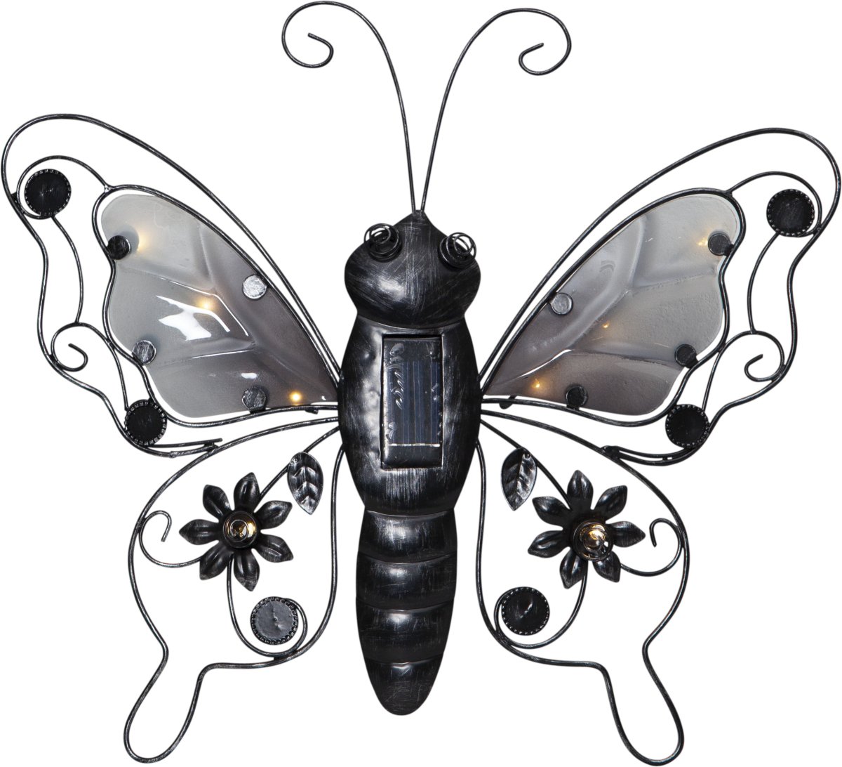 Butterfly Noir lampe solaire De Star Trading - La lampe solaire papillon est une applique murale décorative en forme de papillon.