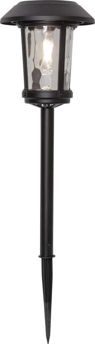 Florian Noir lampe solaire De Star Trading - La borne solaire Florian est un luminaire de jardin élégant et classique, fabriqué en aluminium et en verre.