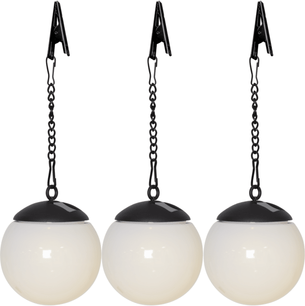 Globus Pack De 3 Blanc lampe solaire De Star Trading - Faciles &agrave; installer gr&acirc;ce &agrave; leur cha&icirc;nette de 13 cm et leur clip inclus, elles diffusent une lumi&egrave;re blanche chaude &agrave; la tomb&eacute;e de la nuit.