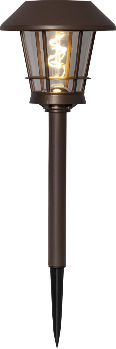 Fergus Brun lampe solaire De Star Trading - Notre lampe solaire Fergus est une lampe de couloir marron avec un filament en spirale qui brille dans le noir avec 10 lumens.