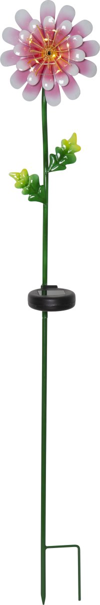 Daisy Rose lampe solaire De Star Trading - La fleur en métal découpée est une belle décoration et peut facilement être placée dans une plantation dans le jardin ou sur une table.