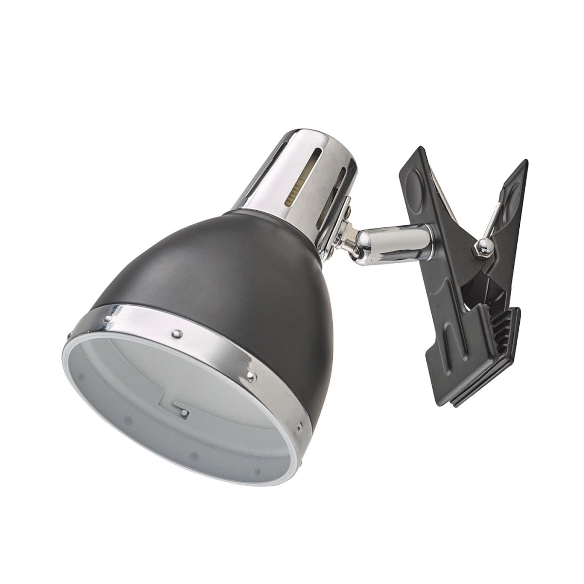 Klämma Noir lampe à pince De Oriva - Livré avec un câble transparent de 170 cm de long et un interrupteur d'alimentation.