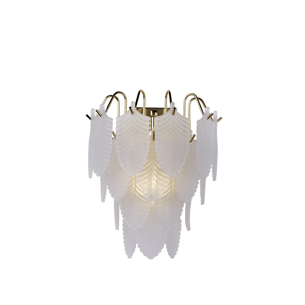 Feather 25cm Blanc/laiton applique murale De Searchlight - Placez-la id&eacute;alement dans votre salon, o&ugrave; elle contribuera &agrave; cr&eacute;er une atmosph&egrave;re apaisante tout en apportant une touche de style &agrave; votre d&eacute;coration.